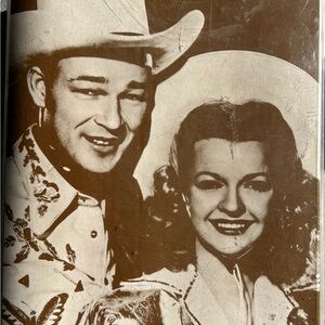 Vintage Western Roy Roger’s and Dale Evans Print in plastic frame.